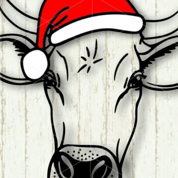 Intra απο ξύλο plywood 3mm-4mm πάχος Christmas Cow Santa Animals , Φάρμα Δίασταση 15x15 cm INTRAFABR-111137643 - Image 1