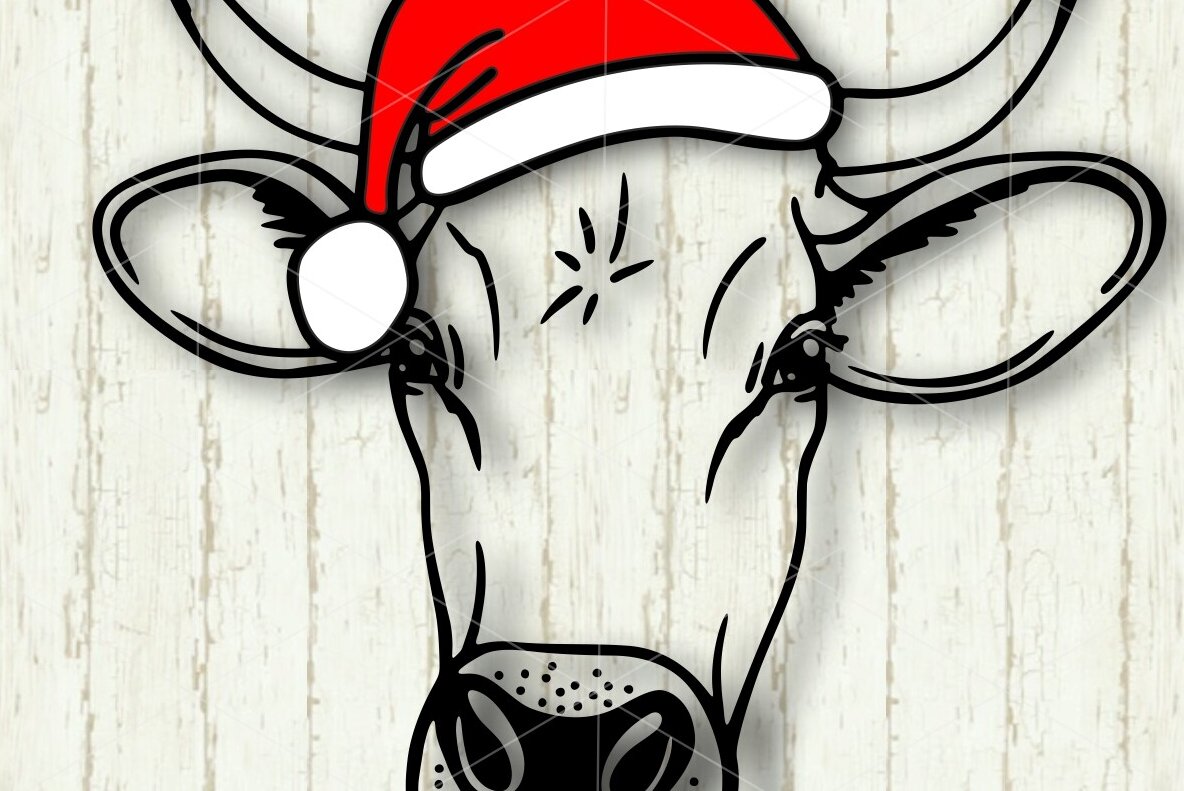 Intra απο ξύλο plywood 3mm-4mm πάχος Christmas Cow Santa Animals , Φάρμα Δίασταση 15x15 cm INTRAFABR-111137643