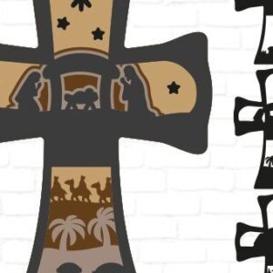 Intra απο ξύλο plywood 3mm-4mm πάχος Χριστουγεννιάτικη Κούνια Χριστιανικός Σταυρός Δίασταση 30x20 cm INTRAFABR-37220785