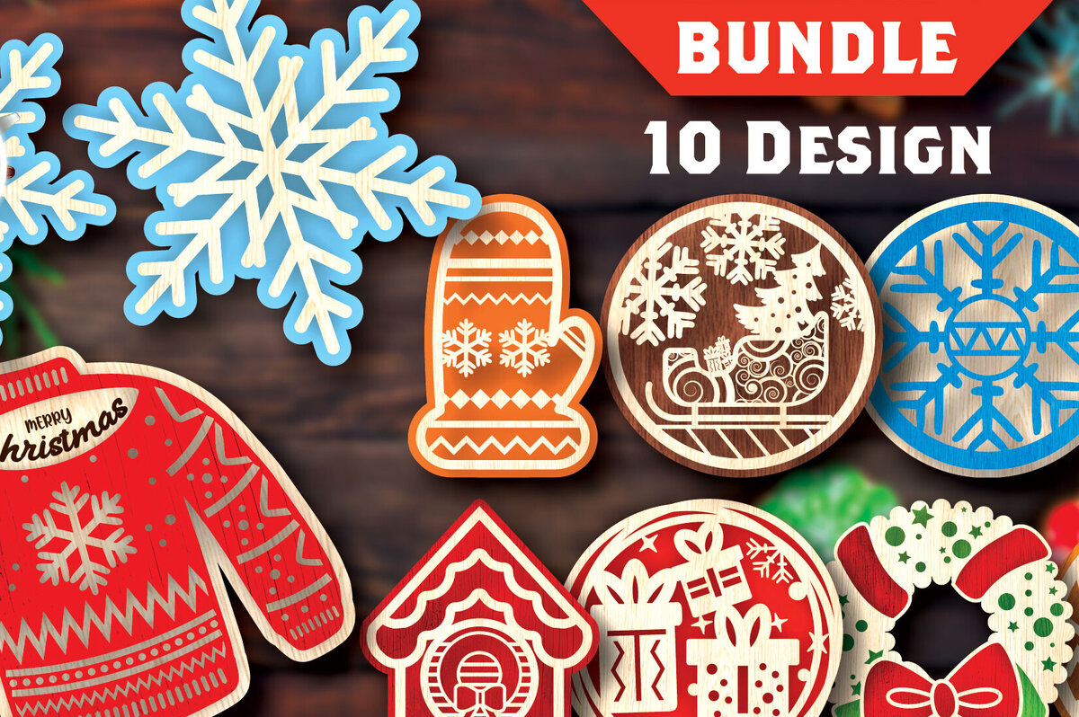 Intra απο ξύλο plywood 3mm-4mm πάχος Δέσμη κοπής με λέιζερ σουβέρ Χριστουγέννων Δίασταση 15x15 cm INTRAFABR-108042518