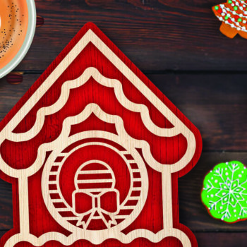 Intra απο ξύλο plywood 3mm-4mm πάχος Christmas Cup Coaster Cut  Δίασταση 15x15 cm INTRAFABR-107978336 - Image 2