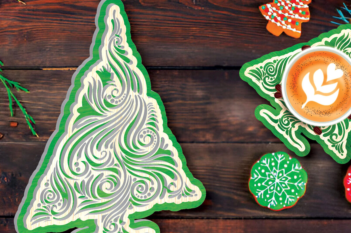 Intra απο ξύλο plywood 3mm-4mm πάχος Christmas Cup Coaster Cut  Δίασταση 15x15 cm INTRAFABR-108042287