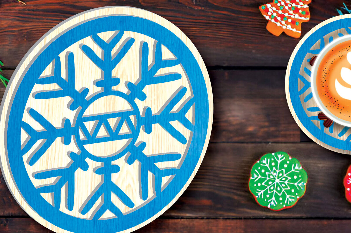 Intra απο ξύλο plywood 3mm-4mm πάχος Christmas Cup Coaster Cut  Δίασταση 15x15 cm INTRAFABR-108042332