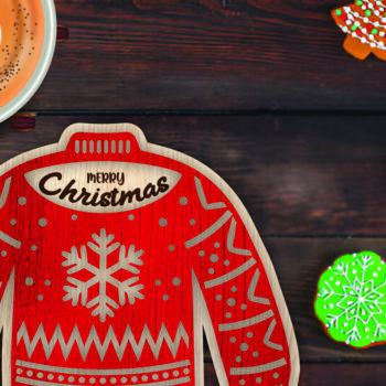 Intra απο ξύλο plywood 3mm-4mm πάχος Christmas Cup Coaster Cut  Δίασταση 15x15 cm INTRAFABR-107978186 - Image 2