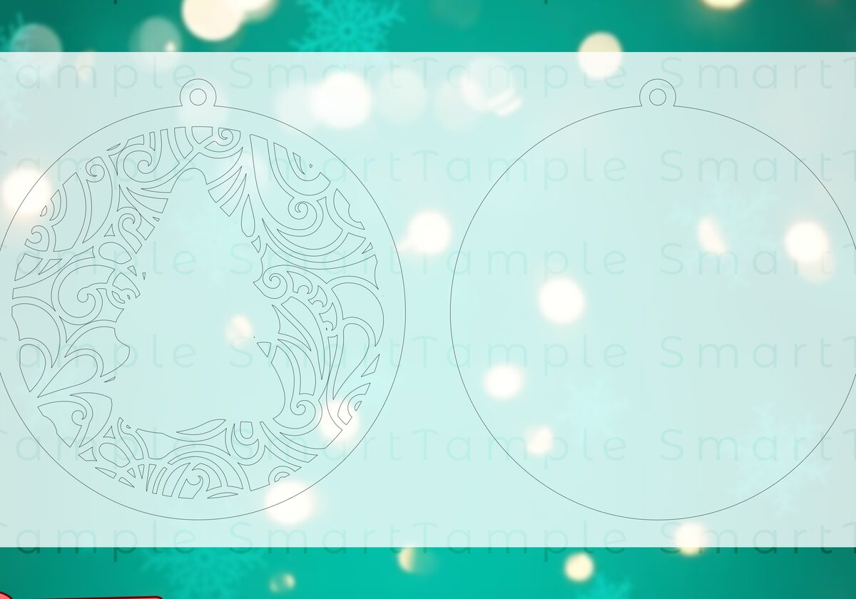 Intra απο ξύλο plywood 3mm-4mm πάχος Christmas Cut  , Glowforge Cricut Δίασταση 8x8 cm INTRAFABR-84292362