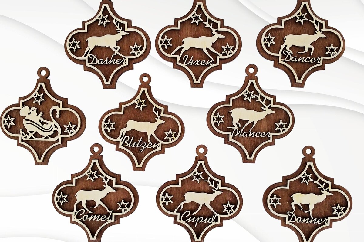 Intra απο ξύλο plywood 3mm-4mm πάχος Χριστουγεννιάτικη διακόσμηση,  Santa Deers Δίασταση 15x15 cm INTRAFABR-77879007