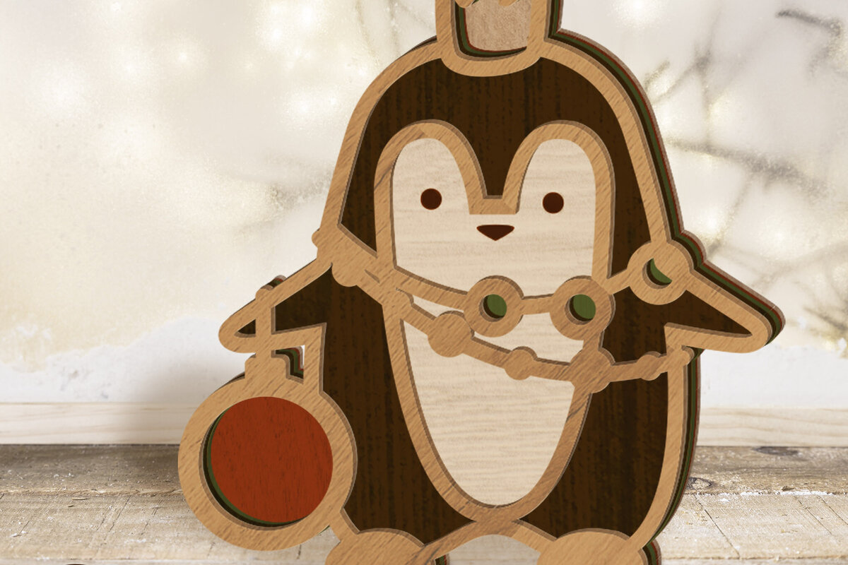 Intra απο ξύλο plywood 3mm-4mm πάχος ΧΡΙΣΤΟΥΓΕΝΝΙΑΤΙΚΗ ΔΕΚΟΡ,Penguin Δίασταση 3x3 cm INTRAFABR-81932693