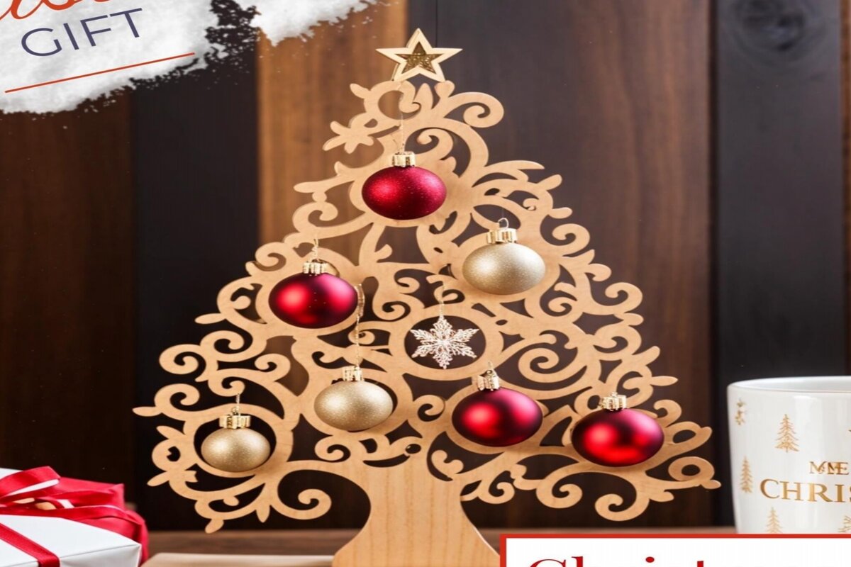 Intra απο ξύλο plywood 3mm-4mm πάχος Χριστουγεννιάτικη διακόσμηση Χριστουγεννιάτικο δέντρο Δίασταση 15x15 cm INTRAFABR-113818992