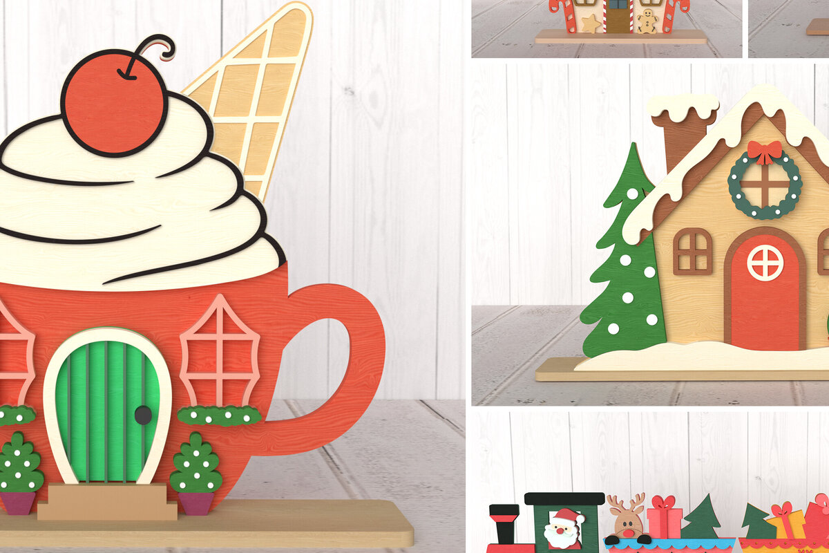 Intra απο ξύλο plywood 3mm-4mm πάχος Δέσμη κοπής με λέιζερ Χριστουγεννιάτικη διακόσμηση Δίασταση 30x20 cm INTRAFABR-107875705