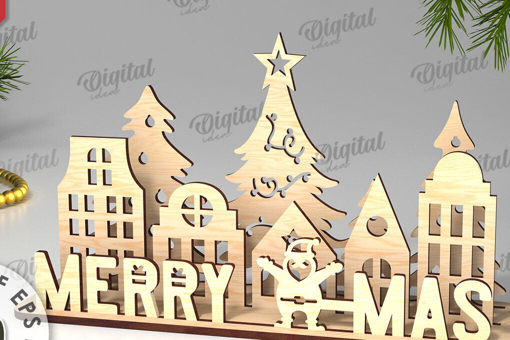 Intra απο ξύλο plywood 3mm-4mm πάχος Χριστουγεννιάτικη διακόσμηση σχέδιο κοπής με λέιζερ Δίασταση 15x15 cm INTRAFABR-109660895