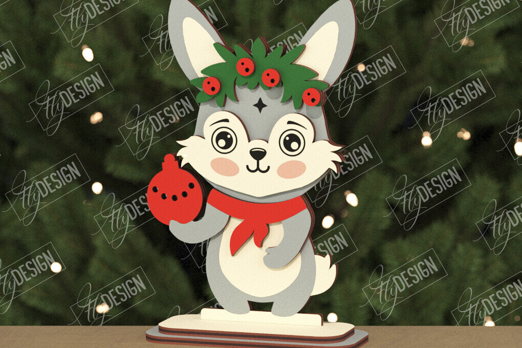 Intra απο ξύλο plywood 3mm-4mm πάχος Χριστουγεννιάτικα στολίδια | Ειδώλιο Λαγός Δίασταση 8x8 cm INTRAFABR-106662364