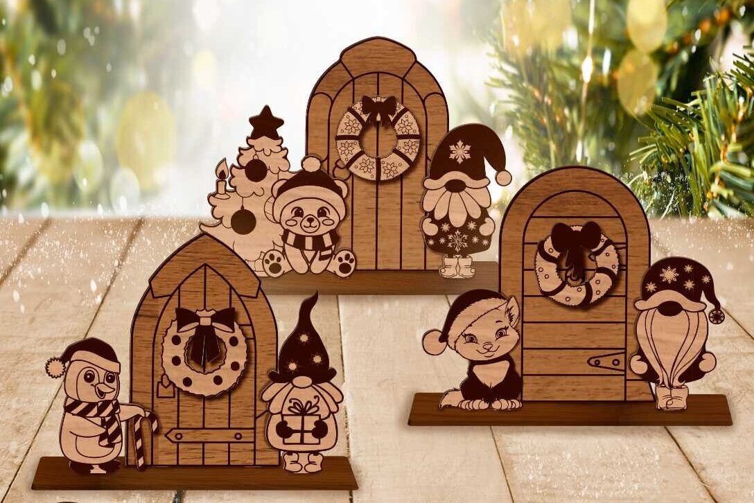 Intra απο ξύλο plywood 3mm-4mm πάχος Χριστουγεννιάτικο Διακοσμητικό Πορτών, Στολίδι Δίασταση 2x2 cm INTRAFABR-85928009