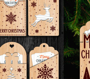 Intra απο ξύλο plywood 3mm-4mm πάχος Χριστουγεννιάτικες Διακοσμητικές Δωροκάρτες Δίασταση 15x15 cm INTRAFABR-77142727