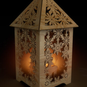 Intra απο ξύλο plywood 3mm-4mm πάχος Χριστουγεννιάτικο Διακοσμητικό Ξύλο Φαναράκι Δίασταση 15x15 cm INTRAFABR-108996685 - Image 1