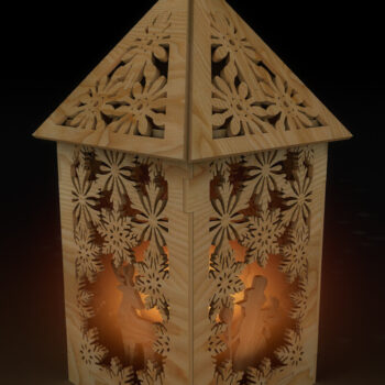 Intra απο ξύλο plywood 3mm-4mm πάχος Χριστουγεννιάτικο Διακοσμητικό Ξύλο Φαναράκι Δίασταση 15x15 cm INTRAFABR-108996685 - Image 4