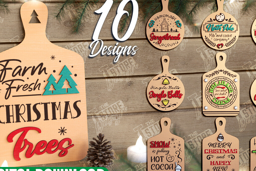 Intra απο ξύλο plywood 3mm-4mm πάχος Χριστουγεννιάτικες διακοσμητικές μίνι σανίδες κοπής Δίασταση 15x15 cm INTRAFABR-108900714