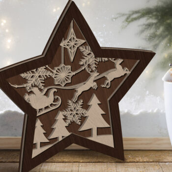 Intra απο ξύλο plywood 3mm-4mm πάχος Χριστουγεννιάτικο διακοσμητικό στολίδι. Αποκοπή αρχείου Δίασταση 4x4 cm INTRAFABR-85490273 - Image 1