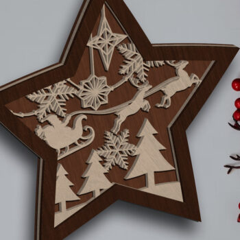 Intra απο ξύλο plywood 3mm-4mm πάχος Χριστουγεννιάτικο διακοσμητικό στολίδι. Αποκοπή αρχείου Δίασταση 4x4 cm INTRAFABR-85490273 - Image 2
