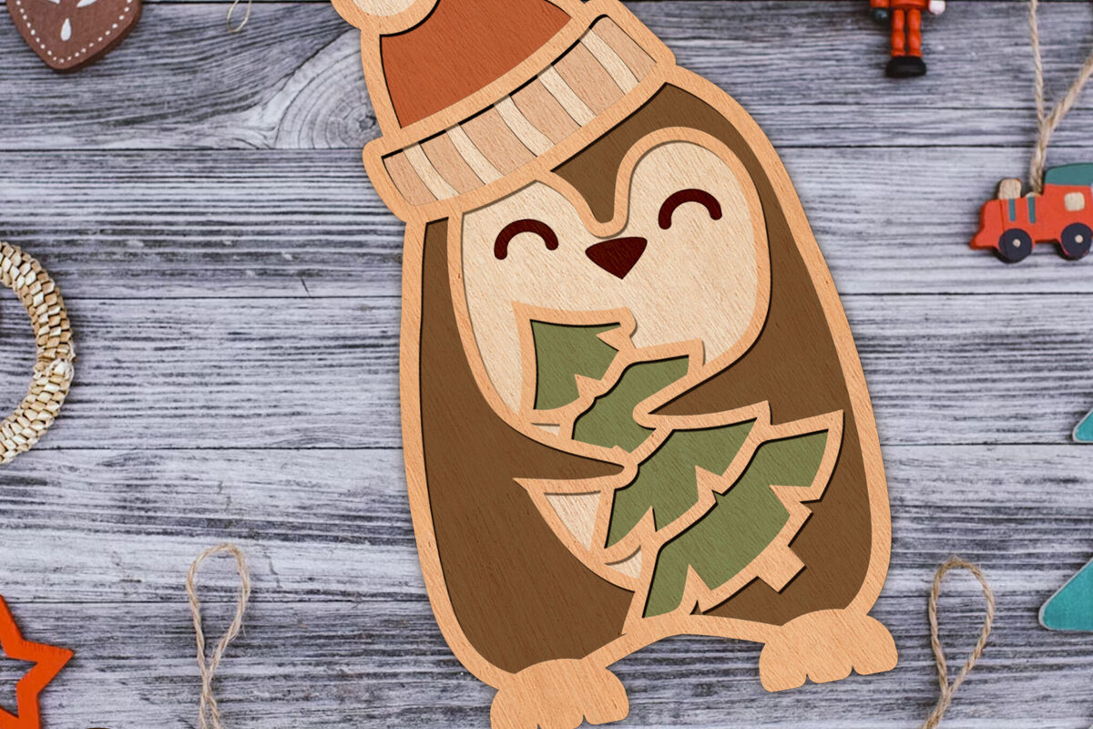 Intra απο ξύλο plywood 3mm-4mm πάχος Χριστουγεννιάτικο διακοσμητικό πρότυπο πιγκουίνου Δίασταση 3x5 cm INTRAFABR-108625580