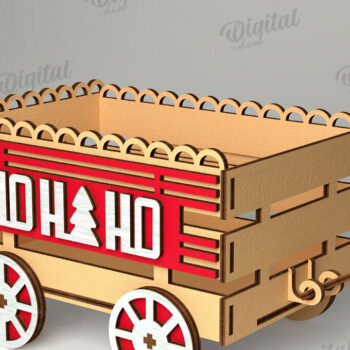 Intra απο ξύλο plywood 3mm-4mm πάχος Χριστουγεννιάτικο διακοσμητικό βαγόνι κοπής με λέιζερ Δίασταση 15x15 cm INTRAFABR-109769449 - Image 1