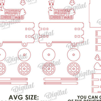 Intra απο ξύλο plywood 3mm-4mm πάχος Χριστουγεννιάτικο διακοσμητικό βαγόνι κοπής με λέιζερ Δίασταση 15x15 cm INTRAFABR-109769449 - Image 3