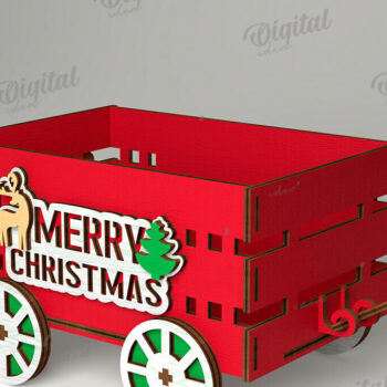 Intra απο ξύλο plywood 3mm-4mm πάχος Χριστουγεννιάτικο διακοσμητικό βαγόνι κοπής με λέιζερ Δίασταση 15x15 cm INTRAFABR-109769503 - Image 1