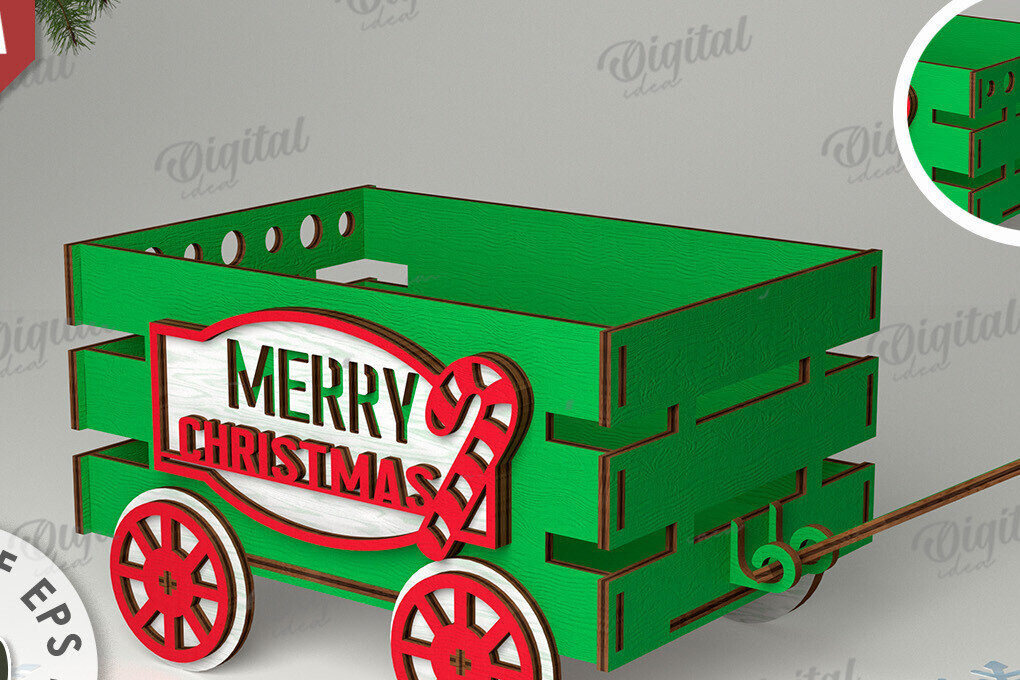 Intra απο ξύλο plywood 3mm-4mm πάχος Χριστουγεννιάτικο διακοσμητικό βαγόνι κοπής με λέιζερ Δίασταση 15x15 cm INTRAFABR-109769527