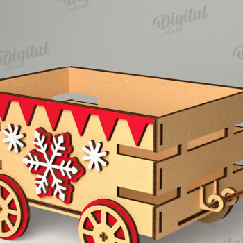 Intra απο ξύλο plywood 3mm-4mm πάχος Χριστουγεννιάτικο διακοσμητικό βαγόνι κοπής με λέιζερ Δίασταση 15x15 cm INTRAFABR-109769554 - Image 1