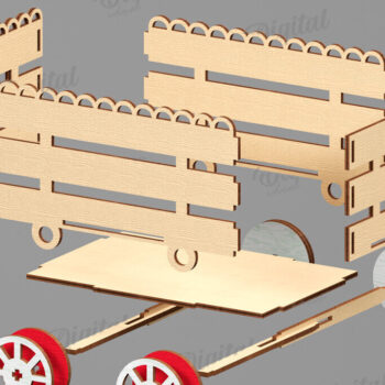 Intra απο ξύλο plywood 3mm-4mm πάχος Χριστουγεννιάτικο διακοσμητικό βαγόνι κοπής με λέιζερ Δίασταση 15x15 cm INTRAFABR-109769554 - Image 2