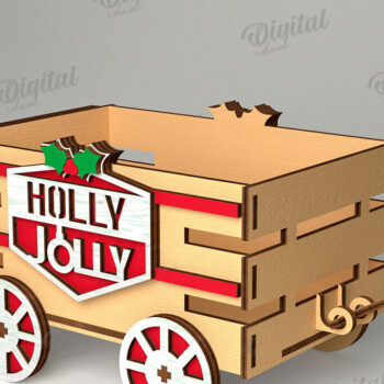 Intra απο ξύλο plywood 3mm-4mm πάχος Χριστουγεννιάτικο διακοσμητικό βαγόνι κοπής με λέιζερ Δίασταση 15x15 cm INTRAFABR-109769370 - Image 1