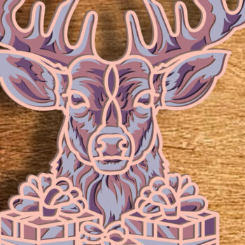 Intra απο ξύλο plywood 3mm-4mm πάχος Christmas Deer 3D Layered , Digital Δίασταση 15x15 cm INTRAFABR-81137195 - Image 1