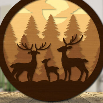 Intra απο ξύλο plywood 3mm-4mm πάχος Χριστουγεννιάτικο Ελάφι 3D στρογγυλό cu Δίασταση 30x20 cm INTRAFABR-111162169 - Image 1