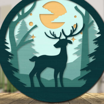 Intra απο ξύλο plywood 3mm-4mm πάχος Χριστουγεννιάτικο Ελάφι 3D στρογγυλό cu Δίασταση 30x20 cm INTRAFABR-111164128 - Image 2