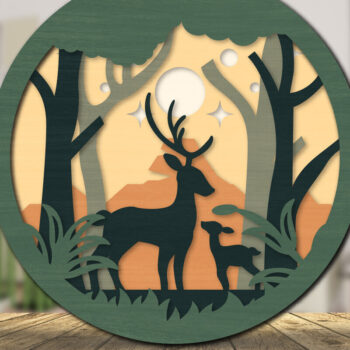 Intra απο ξύλο plywood 3mm-4mm πάχος Χριστουγεννιάτικο Ελάφι 3D στρογγυλό cu Δίασταση 30x20 cm INTRAFABR-111164128 - Image 3