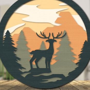 Intra απο ξύλο plywood 3mm-4mm πάχος Χριστουγεννιάτικο Ελάφι 3D στρογγυλό cu Δίασταση 30x20 cm INTRAFABR-111164128 - Image 5