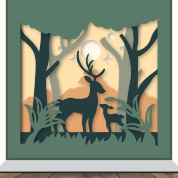 Intra απο ξύλο plywood 3mm-4mm πάχος Christmas Deer 3D Shadowbox Layered Δίασταση 15x15 cm INTRAFABR-111081714 - Image 1