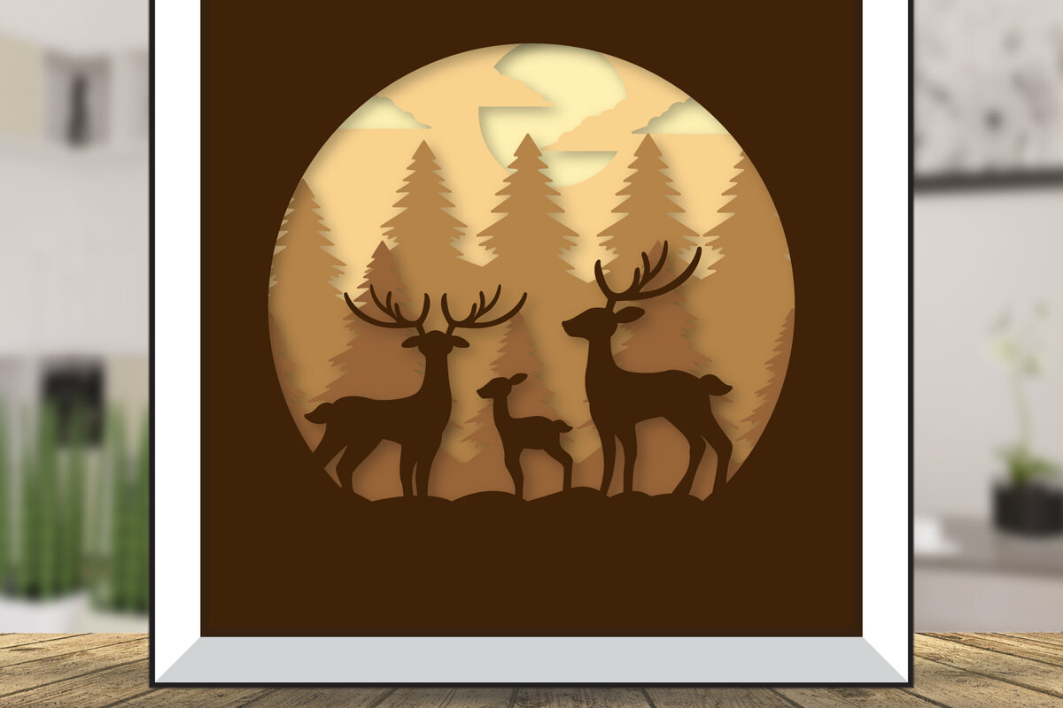 Intra απο ξύλο plywood 3mm-4mm πάχος Christmas Deer 3D Shadowbox Layered Δίασταση 15x15 cm INTRAFABR-111081762