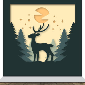 Intra απο ξύλο plywood 3mm-4mm πάχος Christmas Deer 3D Shadowbox Layered Δίασταση 15x15 cm INTRAFABR-111081779