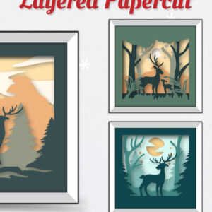 Intra απο ξύλο plywood 3mm-4mm πάχος Christmas Deer 3D Shadowbox Layered Δίασταση 15x15 cm INTRAFABR-111081855