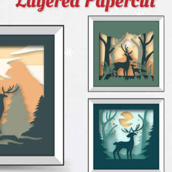 Intra απο ξύλο plywood 3mm-4mm πάχος Christmas Deer 3D Shadowbox Layered Δίασταση 15x15 cm INTRAFABR-111081855 - Image 1