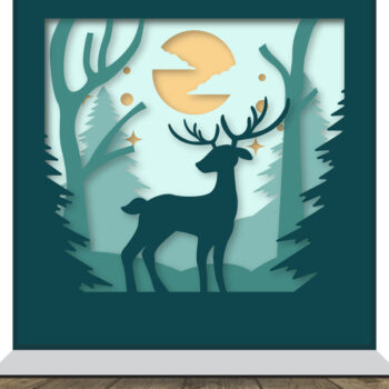 Intra απο ξύλο plywood 3mm-4mm πάχος Christmas Deer 3D Shadowbox Layered Δίασταση 15x15 cm INTRAFABR-111081855 - Image 2
