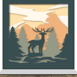 Intra απο ξύλο plywood 3mm-4mm πάχος Christmas Deer 3D Shadowbox Layered Δίασταση 15x15 cm INTRAFABR-111082043