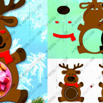 Intra απο ξύλο plywood 3mm-4mm πάχος Χριστουγεννιάτικο Deer Candy Dome, τρισδιάστατο στολίδι Δίασταση 14x14 cm INTRAFABR-79991500 - Image 1