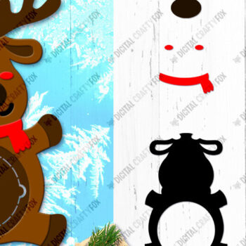 Intra απο ξύλο plywood 3mm-4mm πάχος Χριστουγεννιάτικο Deer Candy Dome, τρισδιάστατο στολίδι Δίασταση 14x14 cm INTRAFABR-79991500 - Image 2