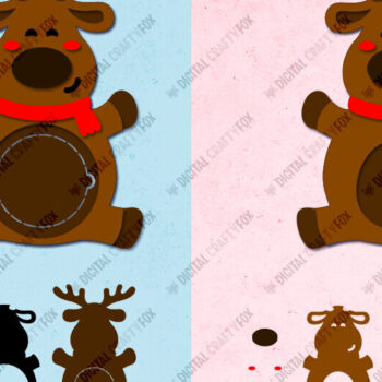 Intra απο ξύλο plywood 3mm-4mm πάχος Χριστουγεννιάτικο Deer Candy Dome, τρισδιάστατο στολίδι Δίασταση 14x14 cm INTRAFABR-79991500 - Image 4