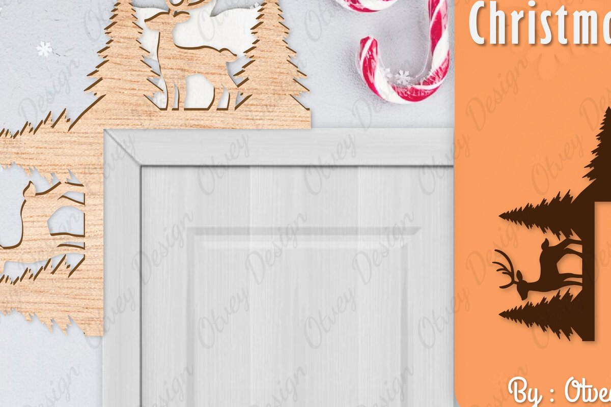 Intra απο ξύλο plywood 3mm-4mm πάχος Christmas Deer Door Corner Corner  Δίασταση 15x15 cm INTRAFABR-111421546