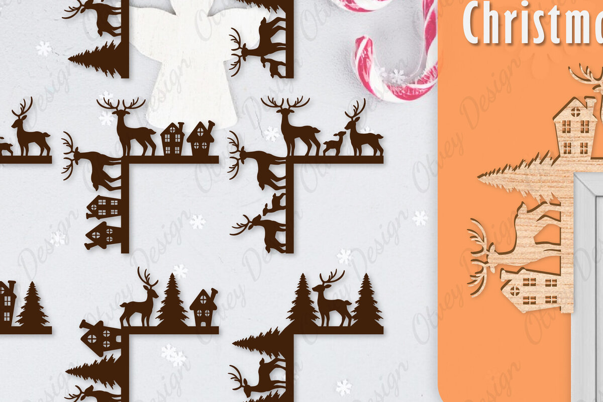 Intra απο ξύλο plywood 3mm-4mm πάχος Christmas Deer Door Corner Corner  Δίασταση 15x15 cm INTRAFABR-111421636