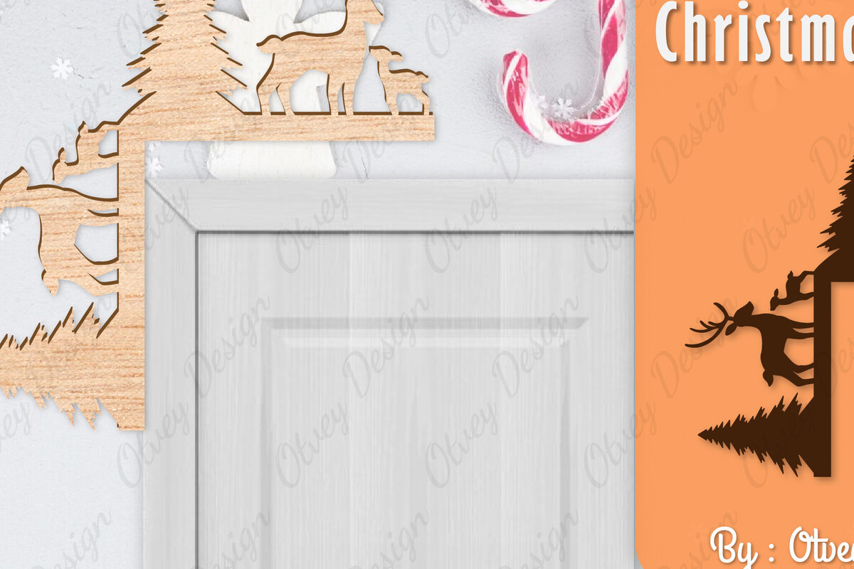 Intra απο ξύλο plywood 3mm-4mm πάχος Christmas Deer Door Corner Corner  Δίασταση 15x15 cm INTRAFABR-111421398