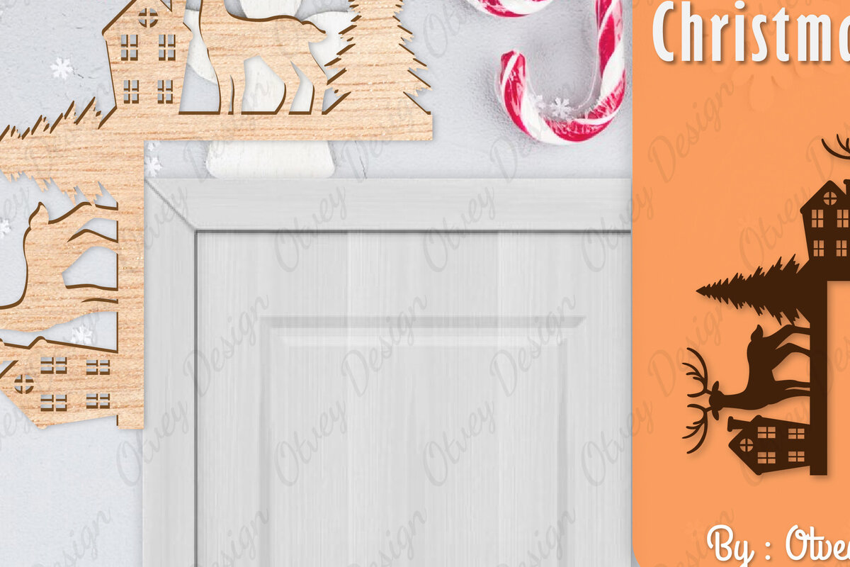 Intra απο ξύλο plywood 3mm-4mm πάχος Christmas Deer Door Corner Corner  Δίασταση 15x15 cm INTRAFABR-111421444