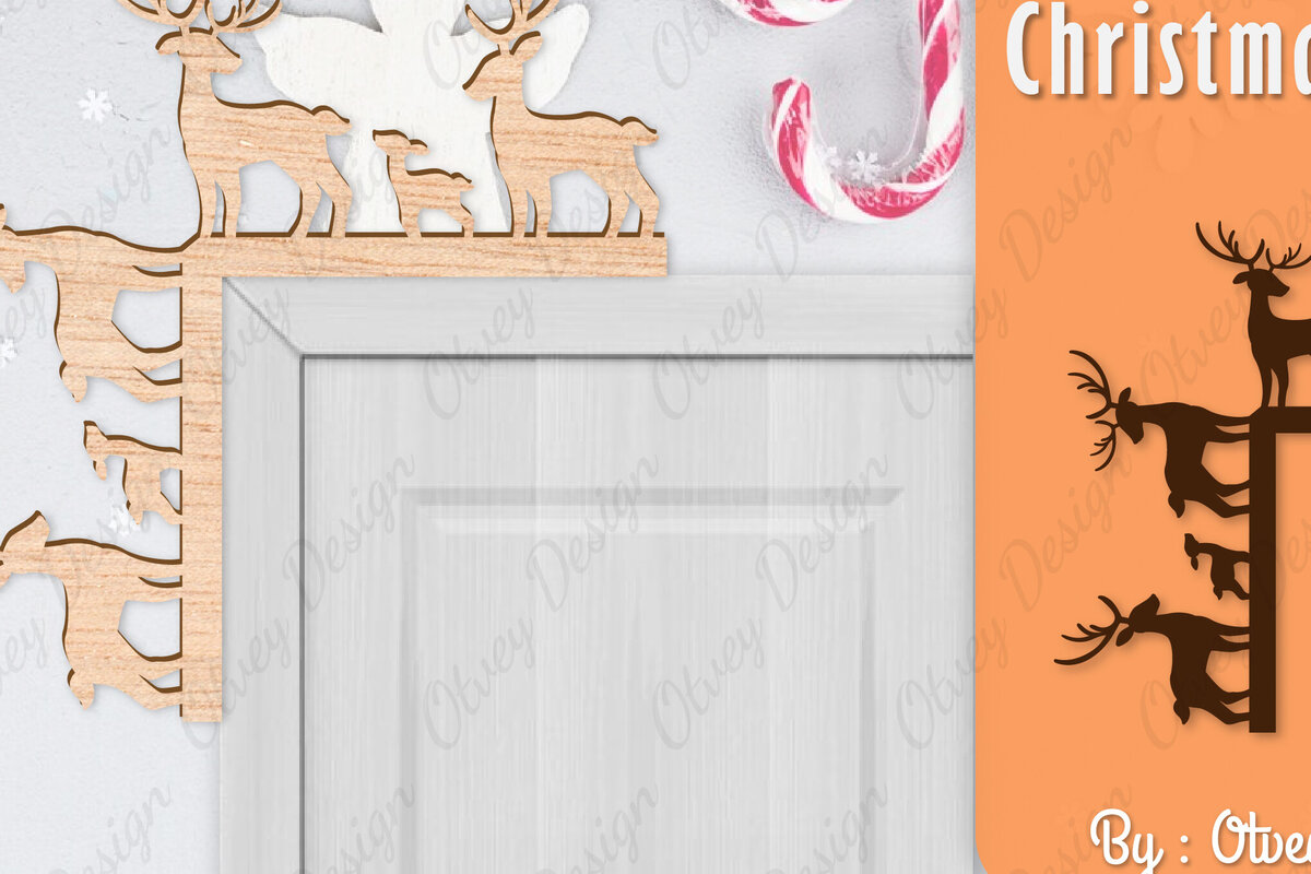 Intra απο ξύλο plywood 3mm-4mm πάχος Christmas Deer Door Corner Corner  Δίασταση 15x15 cm INTRAFABR-111421498